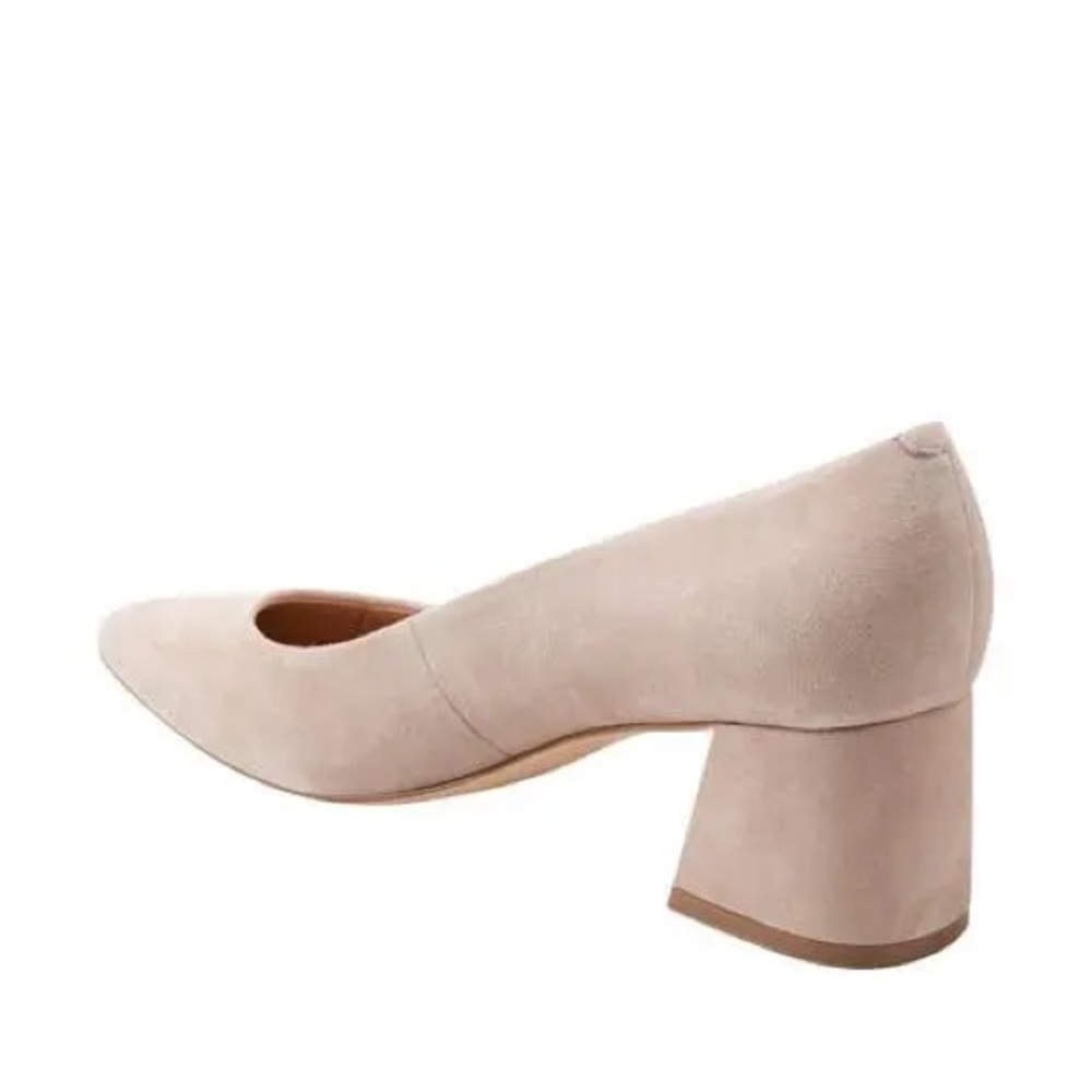 Marc Fisher Lewisa Natural Blush Suede Pointed Toe Block Heel Pumps - Picture 2 of 13